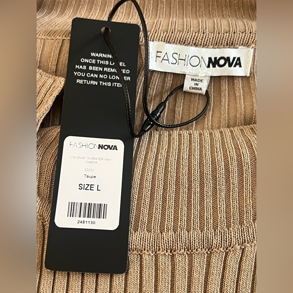 Fashion Nova Oh Snap Sweater Maxi Long Sleeve Dress Taupe NWT - Picture 6 of 7
